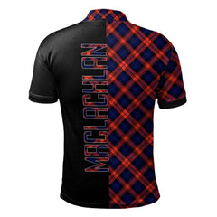 Clan MacLachlan Modern Tartan Polo Shirt Half of Me - Cross Style OT28 MacLachlan Modern Tartan Tartan Polo   