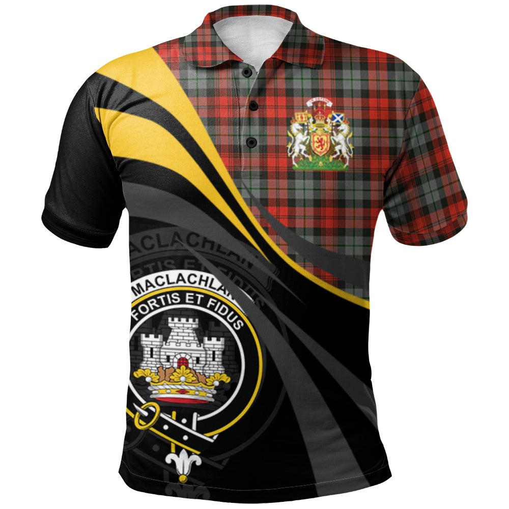 Clan MacLachlan Weathered Tartan Polo Shirt - Royal Coat Of Arms Style LT90 MacLachlan Weathered Tartan Tartan Polo   