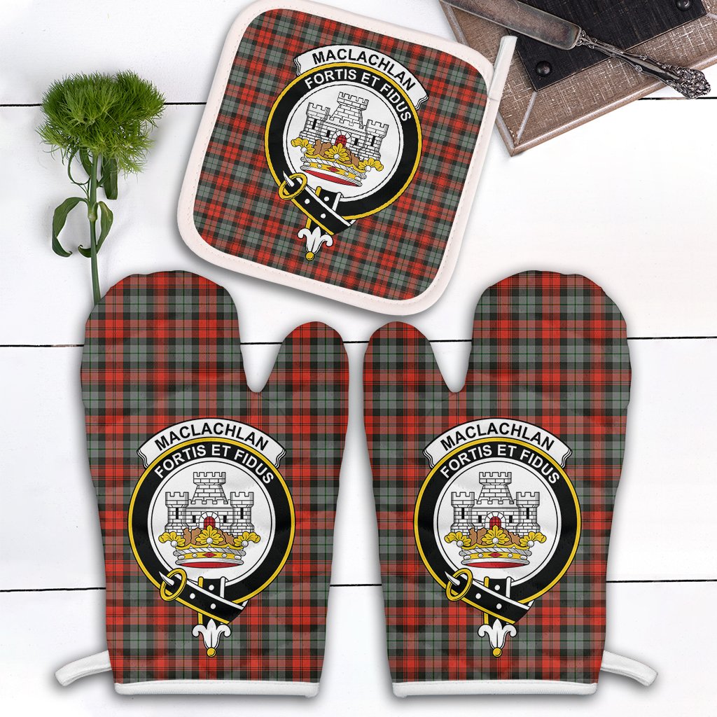 Clan MacLachlan Weathered Tartan Crest Oven Mitt And Pot Holder (2 Oven Mitts + 1 Pot Holder) HX89 Clan Borthwick Tartan Today   