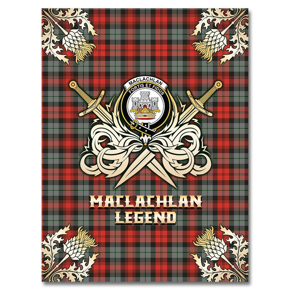 Clan MacLachlan Weathered Tartan Gold Courage Symbol Blanket WN74 Clan Hall Tartan Today   