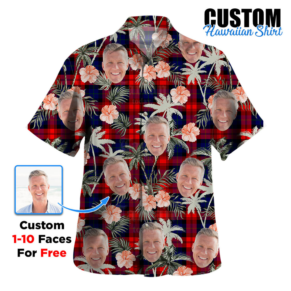 Clan MacLachlan Modern Tartan Custom Face Hawaiian Shirt – Unisex Gift for Family Members, Summer Party NB63 MacLachlan Modern Tartan Tartan Hawaii Shirt