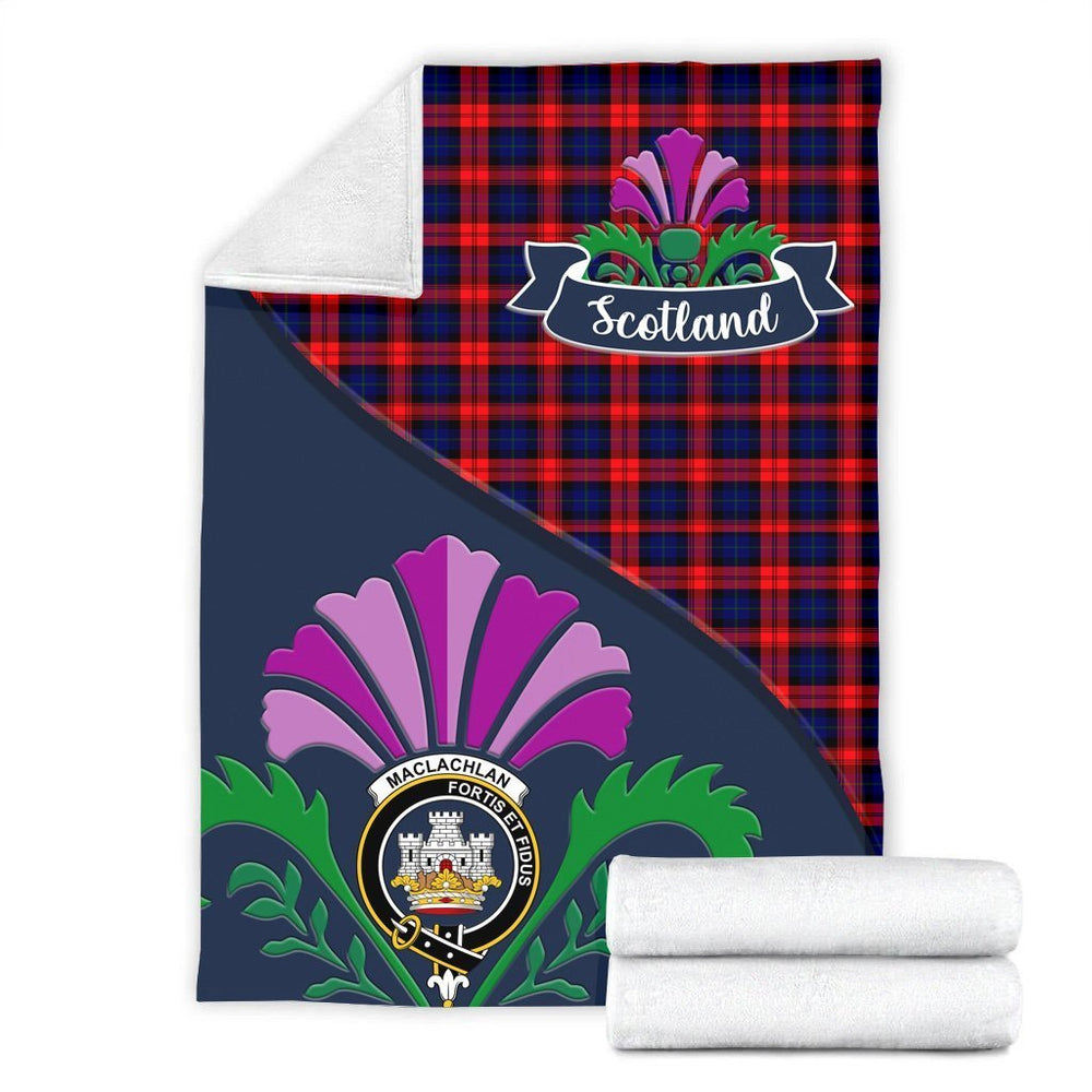 Clan MacLachlan Tartan Crest Premium Blanket Thistle Style DD78 Clan Hall Tartan Today   