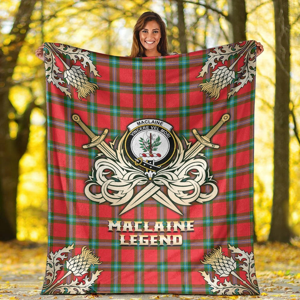 Clan MacLaine of Loch Buie Tartan Gold Courage Symbol Blanket VO18 Clan Hall Tartan Today   