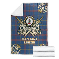 Clan MacLaine of Loch Buie Hunting Ancient Tartan Gold Courage Symbol Blanket PL54 Clan Hall Tartan Today   