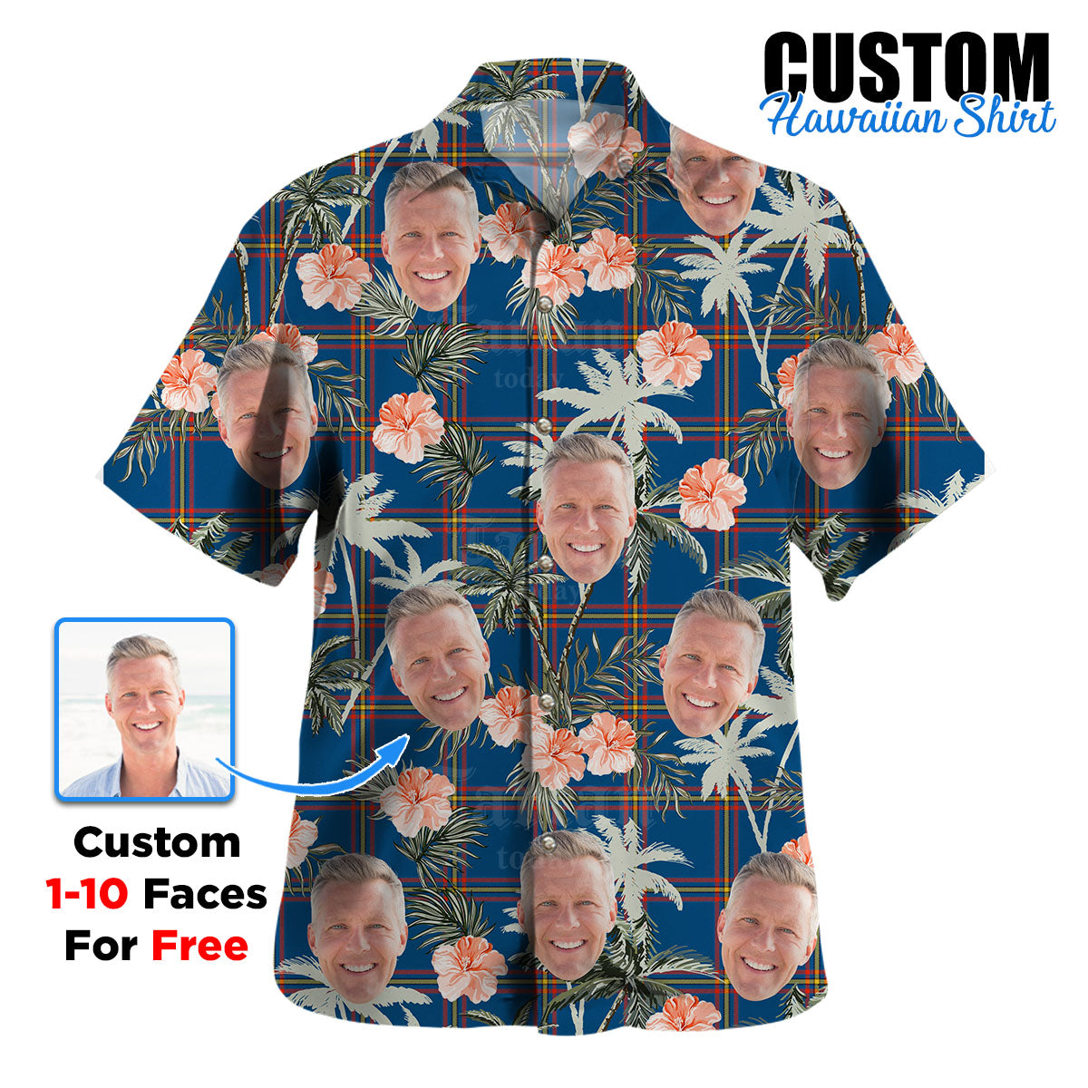Clan MacLaine of Loch Buie Hunting Ancient Tartan Custom Face Hawaiian Shirt – Unisex Gift for Family Members, Summer Party YB52 MacLaine of Loch Buie Hunting Ancient Tartan Tartan Hawaii Shirt