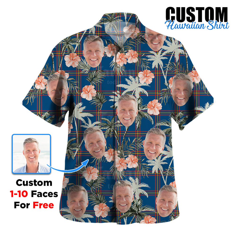 Clan MacLaine of Loch Buie Hunting Ancient Tartan Custom Face Hawaiian Shirt – Unisex Gift for Family Members, Summer Party YB52 MacLaine of Loch Buie Hunting Ancient Tartan Tartan Hawaii Shirt