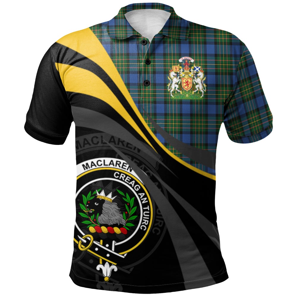 Clan MacLaren Ancient Tartan Polo Shirt - Royal Coat Of Arms Style KS55 MacLaren Ancient Tartan Tartan Polo   
