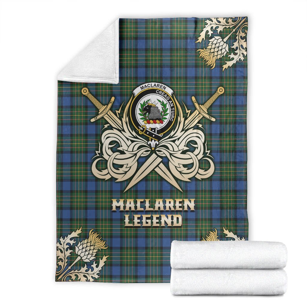 Clan MacLaren Ancient Tartan Gold Courage Symbol Blanket FX77 Clan Hall Tartan Today   