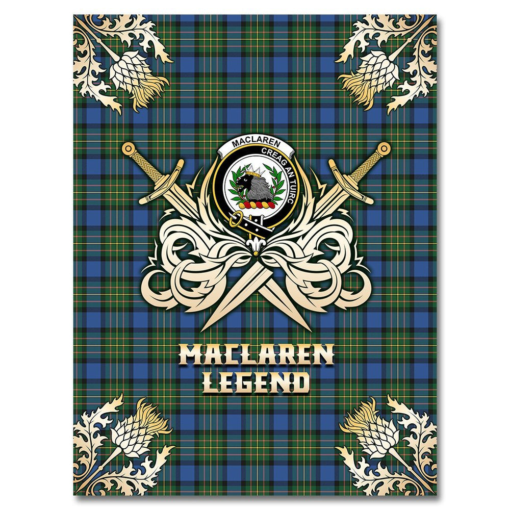 Clan MacLaren Ancient Tartan Gold Courage Symbol Blanket FX77 Clan Hall Tartan Today   