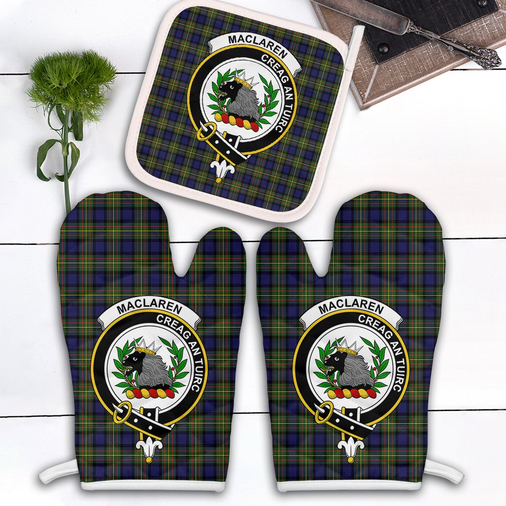 Clan MacLaren Modern Tartan Crest Oven Mitt And Pot Holder (2 Oven Mitts + 1 Pot Holder) LB80 Clan Borthwick Tartan Today   