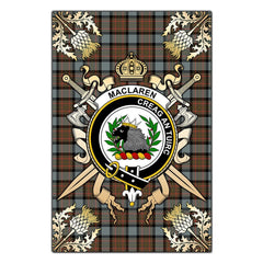 Clan MacLaren Weathered Tartan Crest Black Garden Flag  - Gold Thistle  FG51 Clan Garden Tartan Today   
