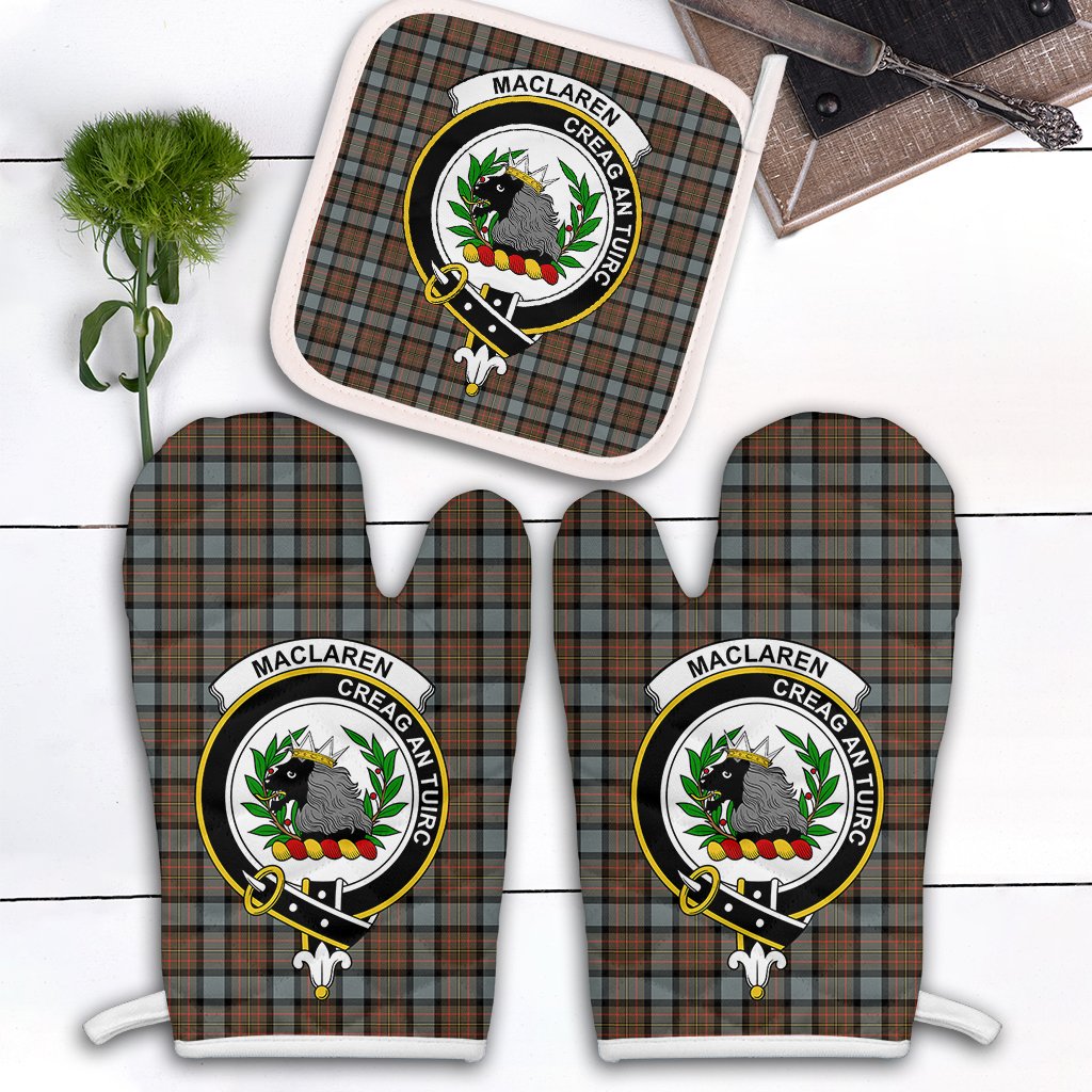 Clan MacLaren Weathered Tartan Crest Oven Mitt And Pot Holder (2 Oven Mitts + 1 Pot Holder) HU51 Clan Borthwick Tartan Today   