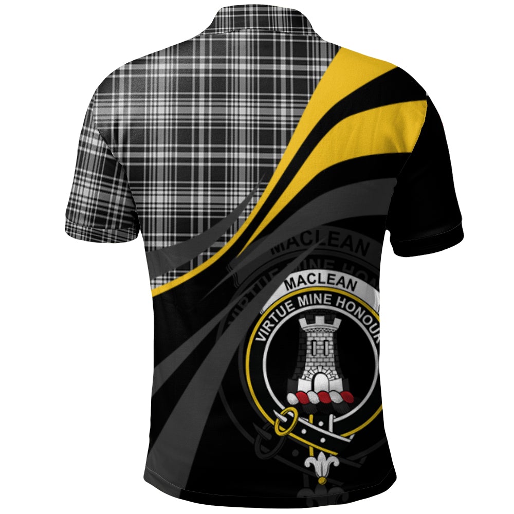Clan MacLean Black and White Tartan Polo Shirt - Royal Coat Of Arms Style FQ60 MacLean Black and White Tartan Tartan Polo   