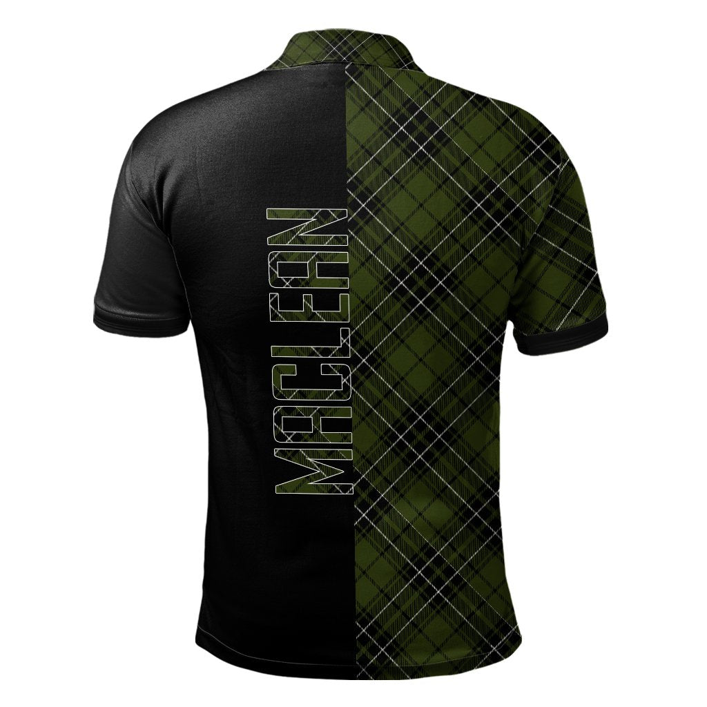 Clan MacLean Hunting Tartan Polo Shirt Half of Me - Cross Style IT18 MacLean Hunting Tartan Tartan Polo   