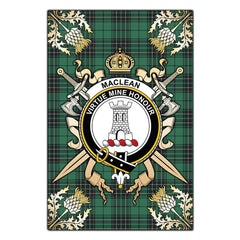Clan MacLean Hunting Ancient Tartan Crest Black Garden Flag  - Gold Thistle  CH15 Clan Garden Tartan Today   