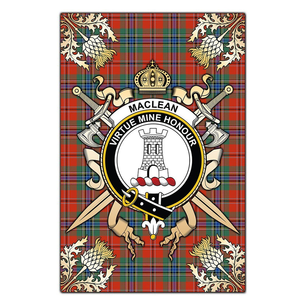 Clan MacLean of Duart Ancient Tartan Crest Black Garden Flag  - Gold Thistle  MA25 Clan Garden Tartan Today   