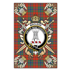 Clan MacLean of Duart Ancient Tartan Crest Black Garden Flag  - Gold Thistle  MA25 Clan Garden Tartan Today   