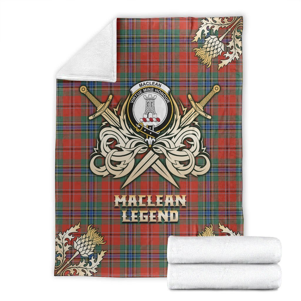 Clan MacLean of Duart Ancient Tartan Gold Courage Symbol Blanket RH97 Clan Hall Tartan Today   
