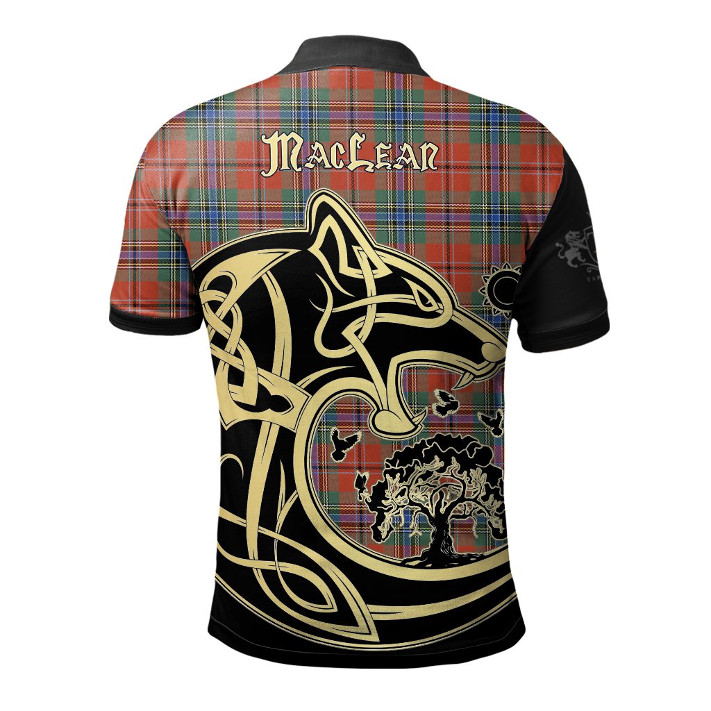 Clan MacLean of Duart Ancient Tartan Polo Shirt Viking Wolf DU83 MacLean of Duart Ancient Tartan Tartan Polo   