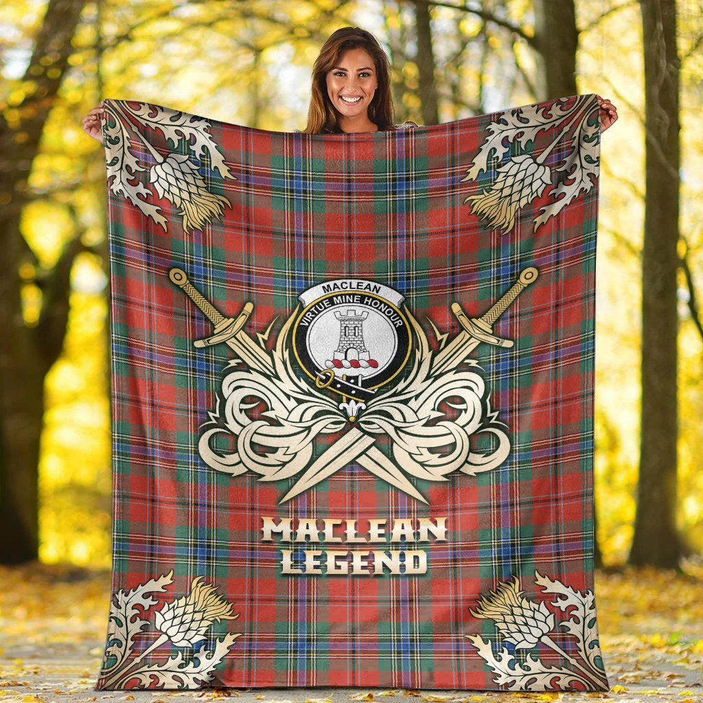 Clan MacLean of Duart Ancient Tartan Gold Courage Symbol Blanket RH97 Clan Hall Tartan Today   