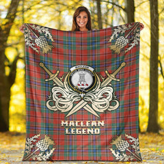 Clan MacLean of Duart Ancient Tartan Gold Courage Symbol Blanket RH97 Clan Hall Tartan Today   