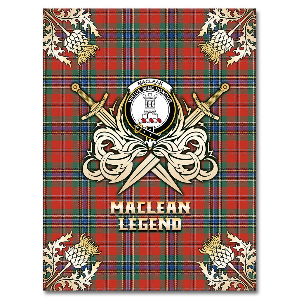Clan MacLean of Duart Ancient Tartan Gold Courage Symbol Blanket RH97 Clan Hall Tartan Today   