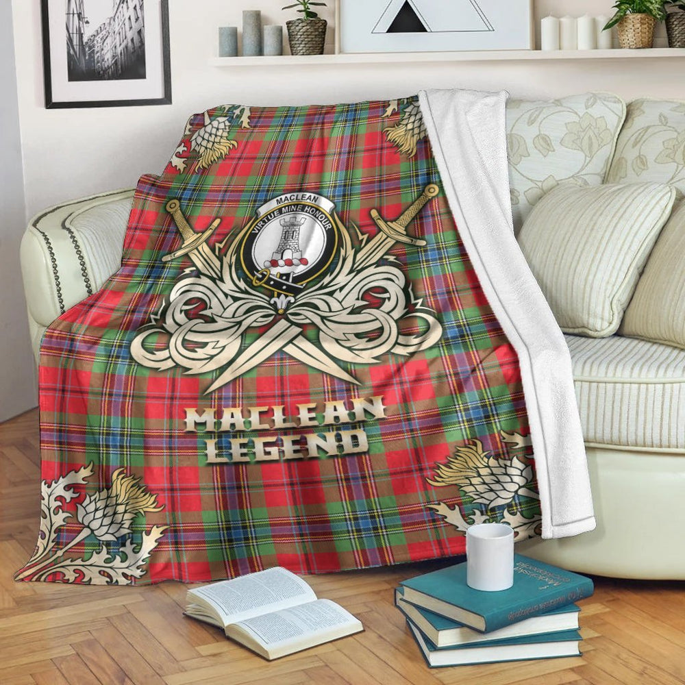 Clan MacLean of Duart Modern Tartan Gold Courage Symbol Blanket WH85 Clan Hall Tartan Today   