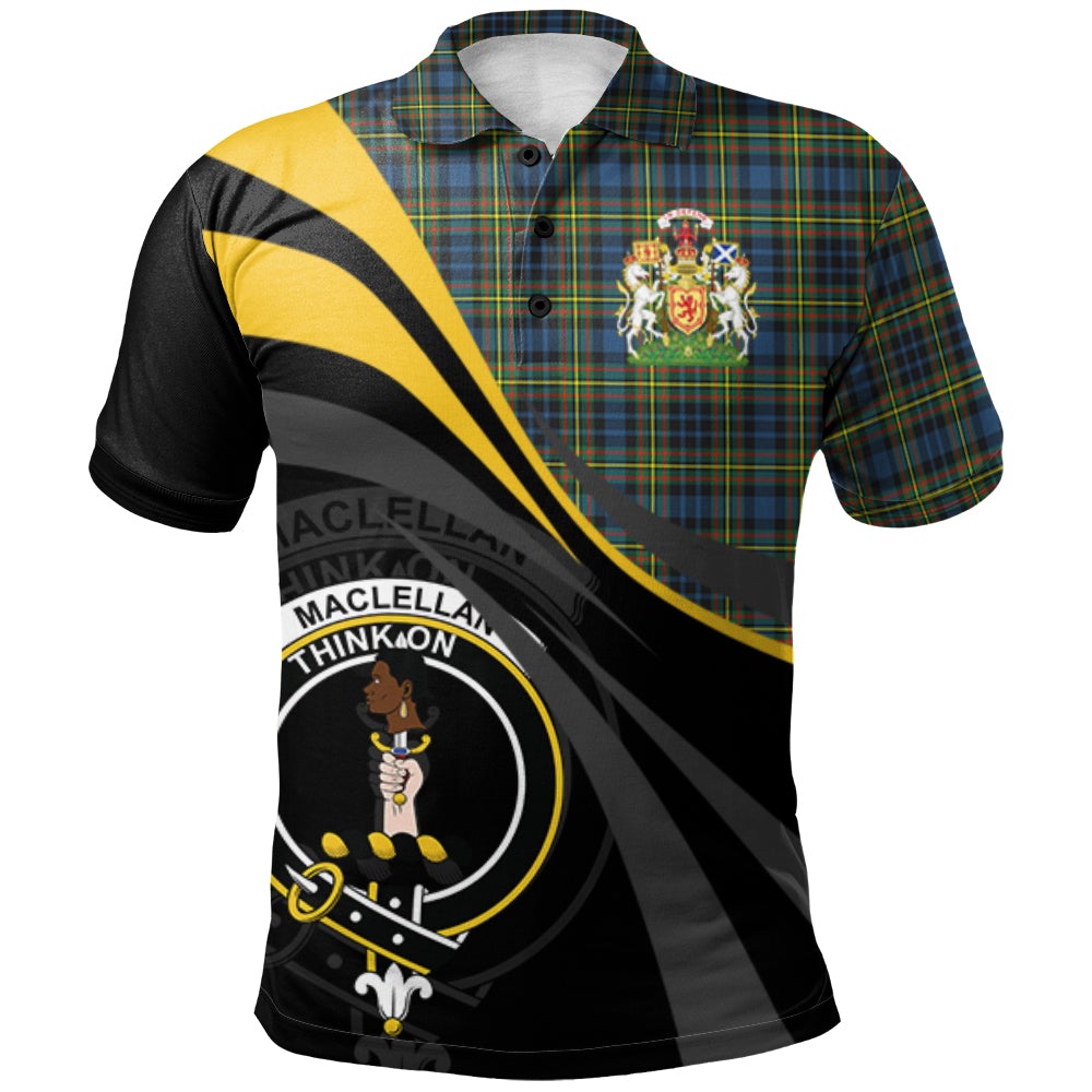 Clan MacLellan Ancient Tartan Polo Shirt - Royal Coat Of Arms Style TE46 MacLellan Ancient Tartan Tartan Polo   