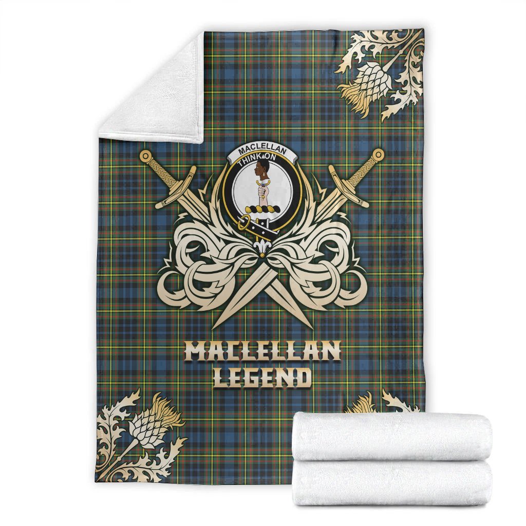 Clan MacLellan Ancient Tartan Gold Courage Symbol Blanket LO51 Clan Hall Tartan Today   