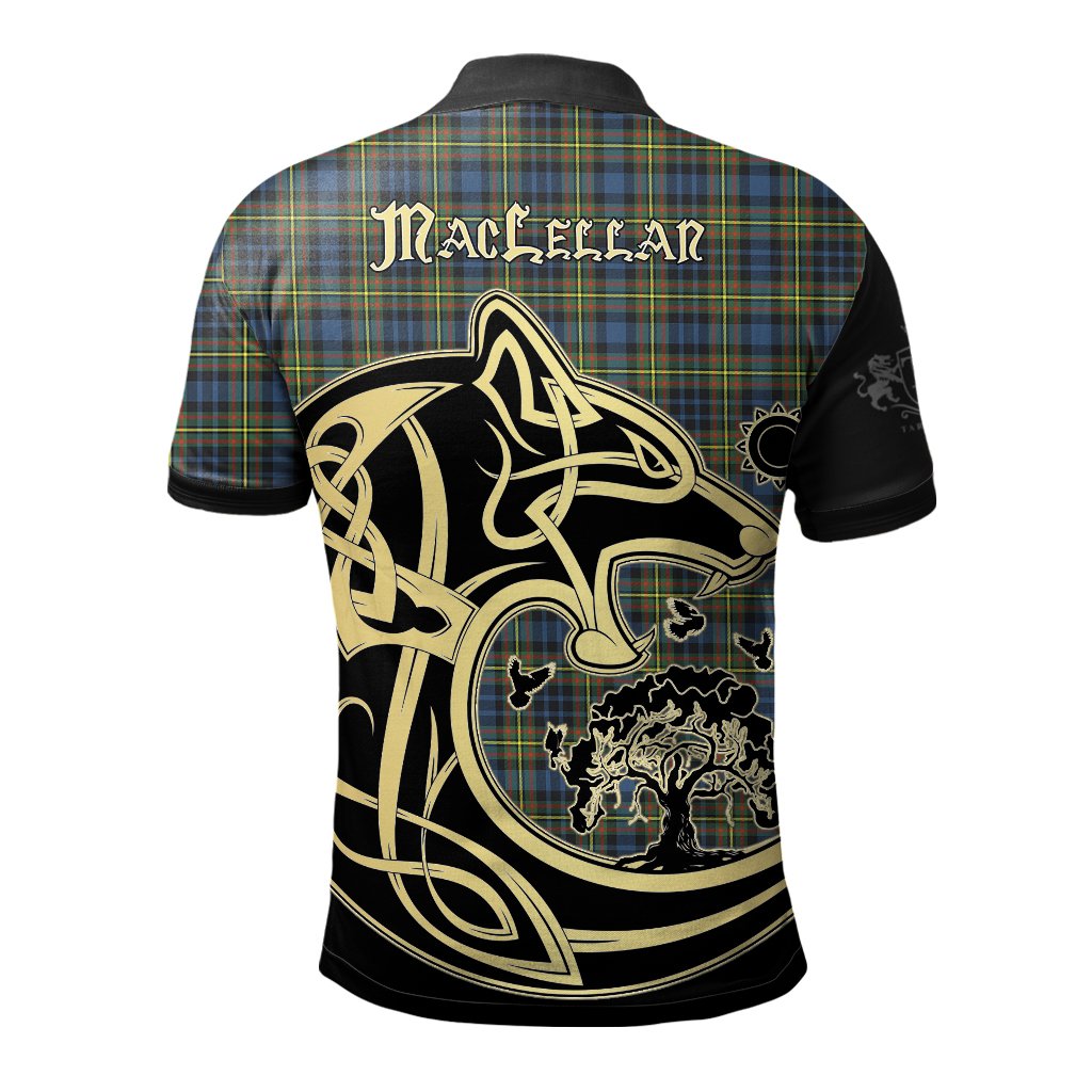 Clan MacLellan Ancient Tartan Polo Shirt Viking Wolf GH61 MacLellan Ancient Tartan Tartan Polo   