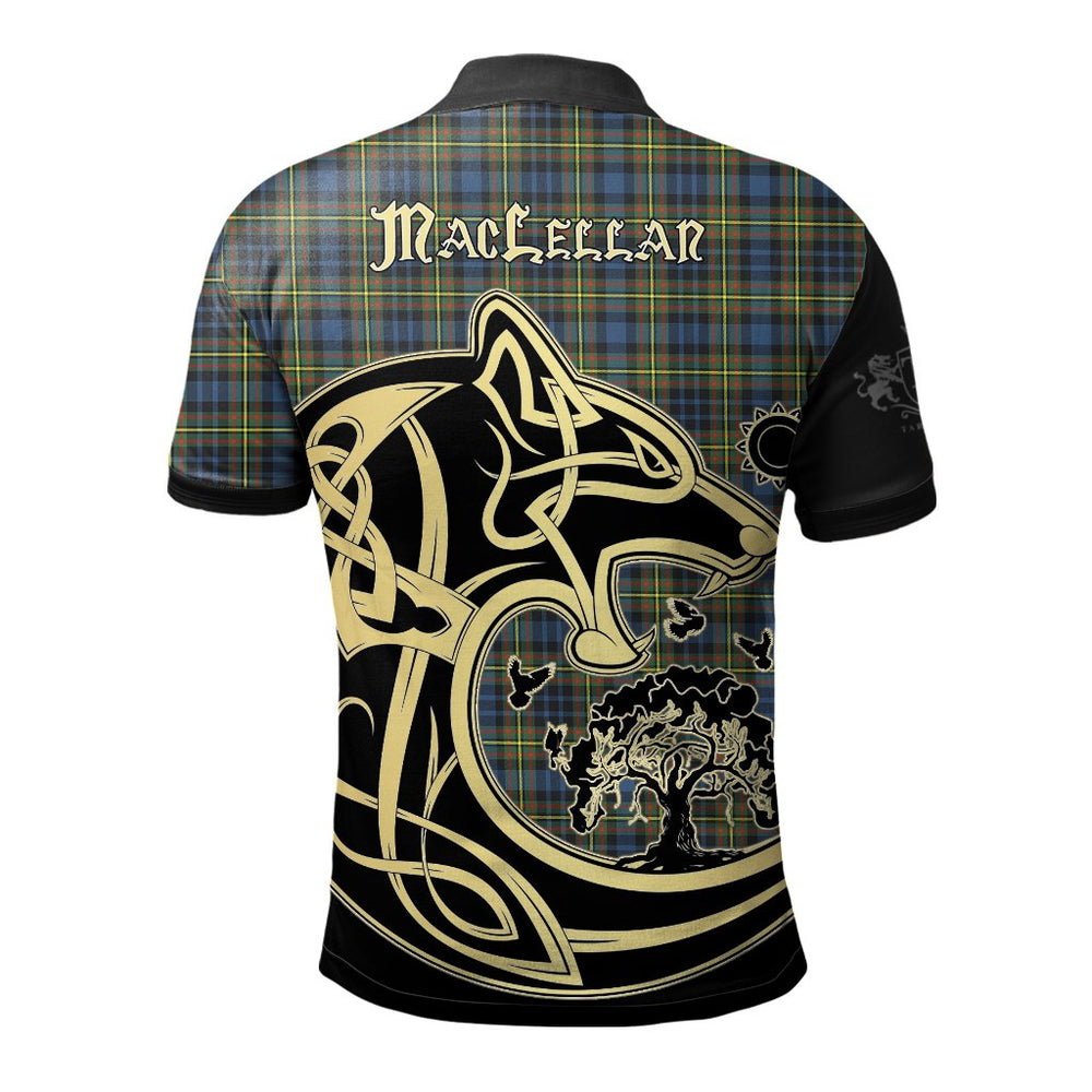 Clan MacLellan Ancient Tartan Polo Shirt Viking Wolf GH61 MacLellan Ancient Tartan Tartan Polo   