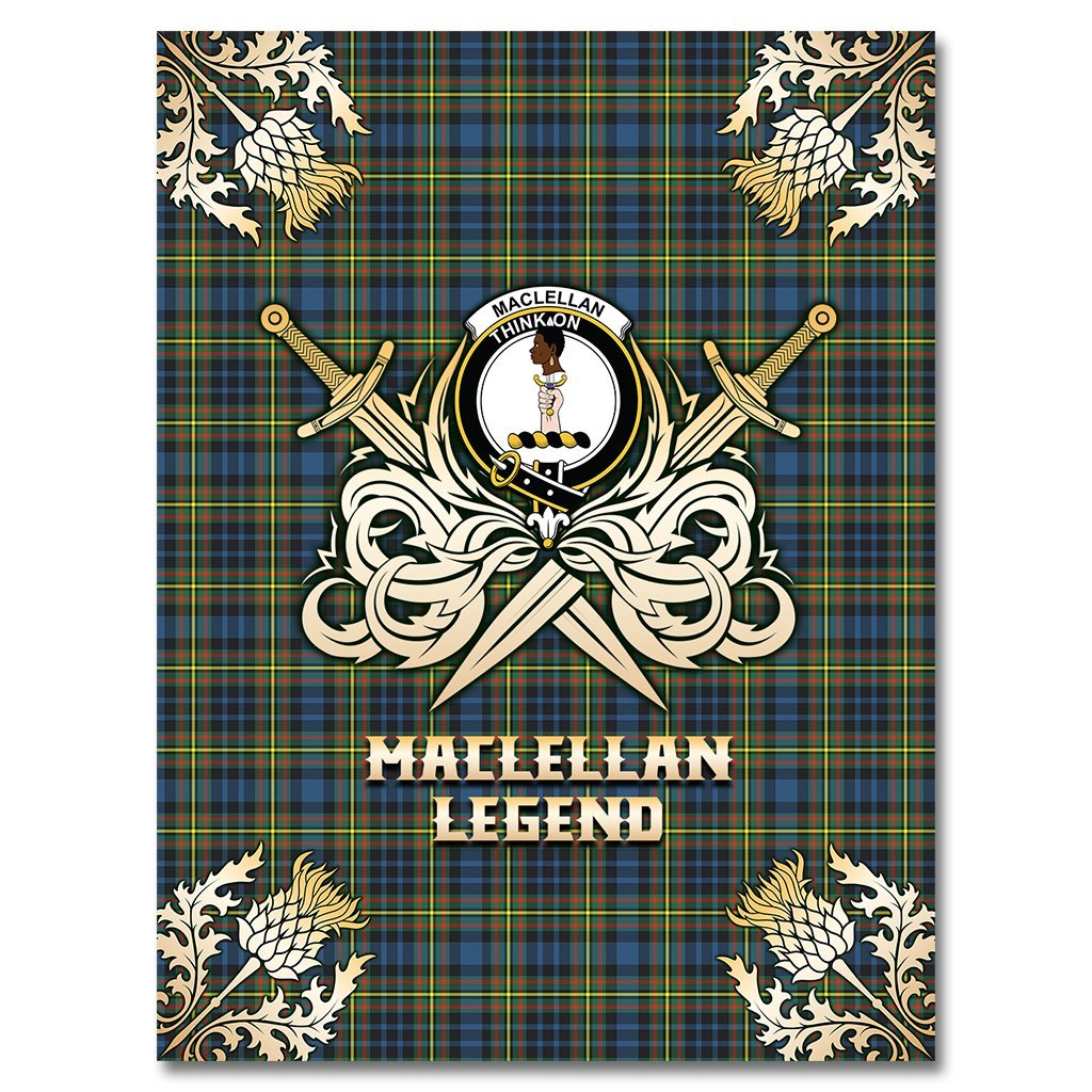 Clan MacLellan Ancient Tartan Gold Courage Symbol Blanket LO51 Clan Hall Tartan Today   