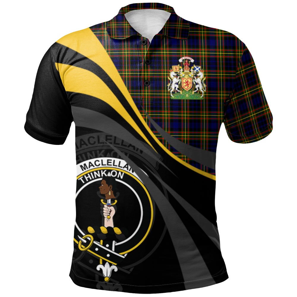 Clan MacLellan Modern Tartan Polo Shirt - Royal Coat Of Arms Style RM82 MacLellan Modern Tartan Tartan Polo   