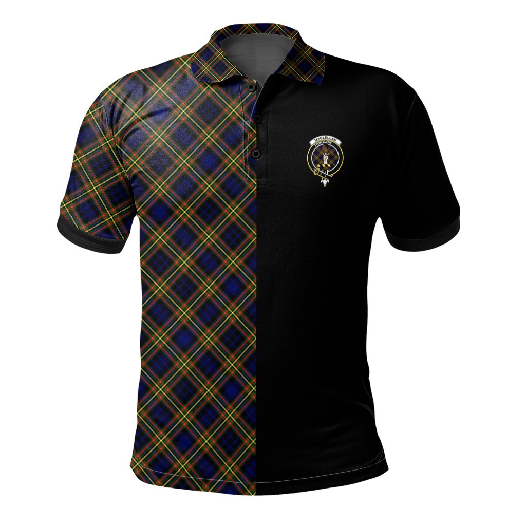 Clan MacLellan Modern Tartan Polo Shirt Half of Me - Cross Style VE82 MacLellan Modern Tartan Tartan Polo   