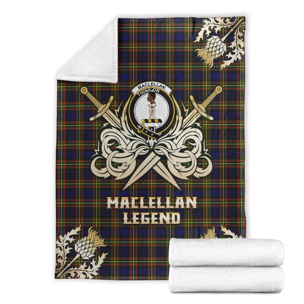 Clan MacLellan Modern Tartan Gold Courage Symbol Blanket ND58 Clan Hall Tartan Today   