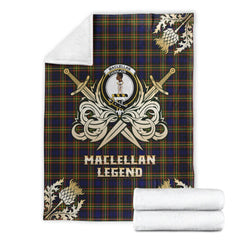 Clan MacLellan Modern Tartan Gold Courage Symbol Blanket ND58 Clan Hall Tartan Today   