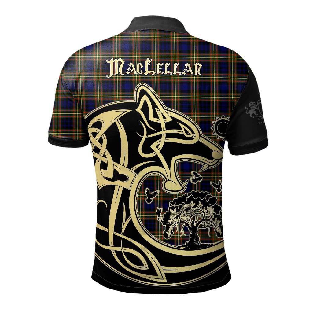 Clan MacLellan Modern Tartan Polo Shirt Viking Wolf SC38 MacLellan Modern Tartan Tartan Polo   