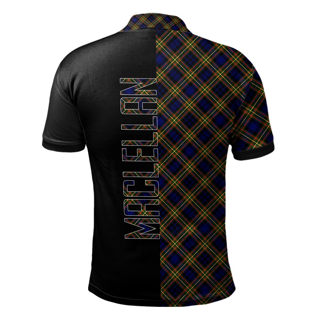 Clan MacLellan Modern Tartan Polo Shirt Half of Me - Cross Style VE82 MacLellan Modern Tartan Tartan Polo   
