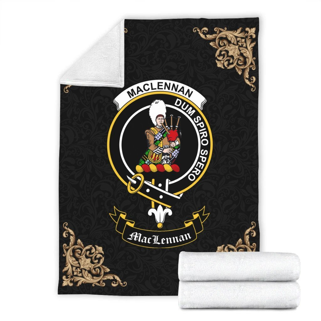 Clan MacLennan Crest Tartan Premium Blanket Black LN67 Clan Hall Tartan Today   
