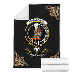 Clan MacLennan Crest Tartan Premium Blanket Black LN67 Clan Hall Tartan Today   