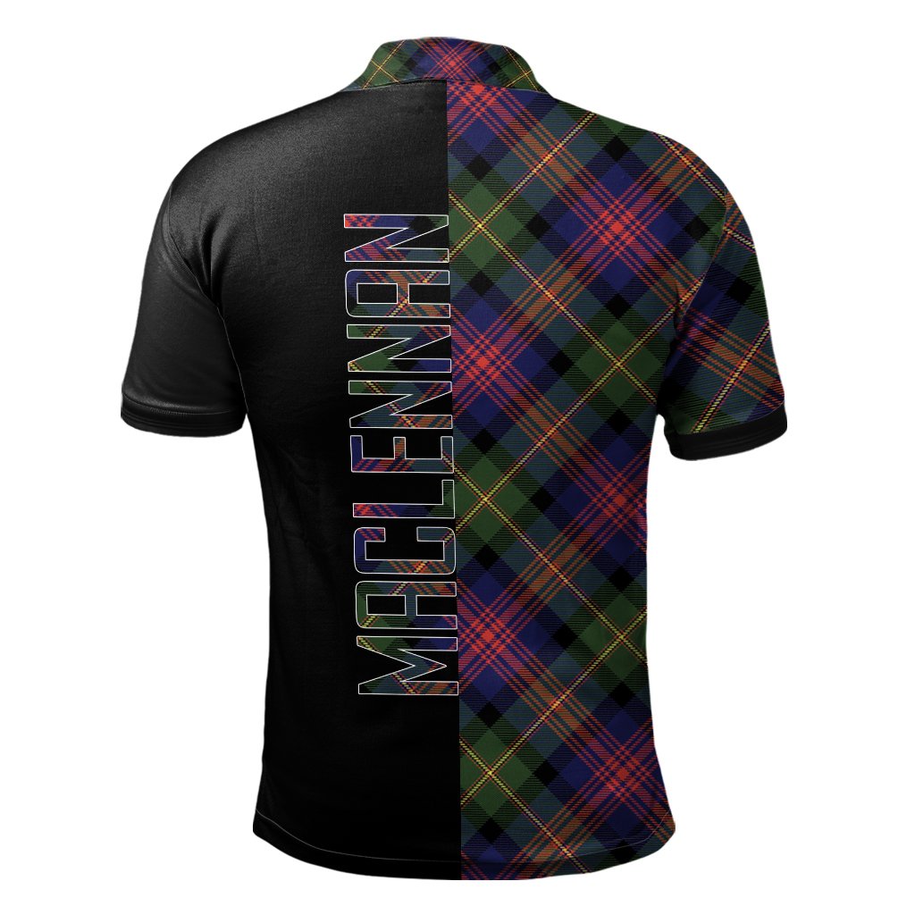 Clan MacLennan Tartan Polo Shirt Half of Me - Cross Style XI13 MacLennan Tartan Tartan Polo   