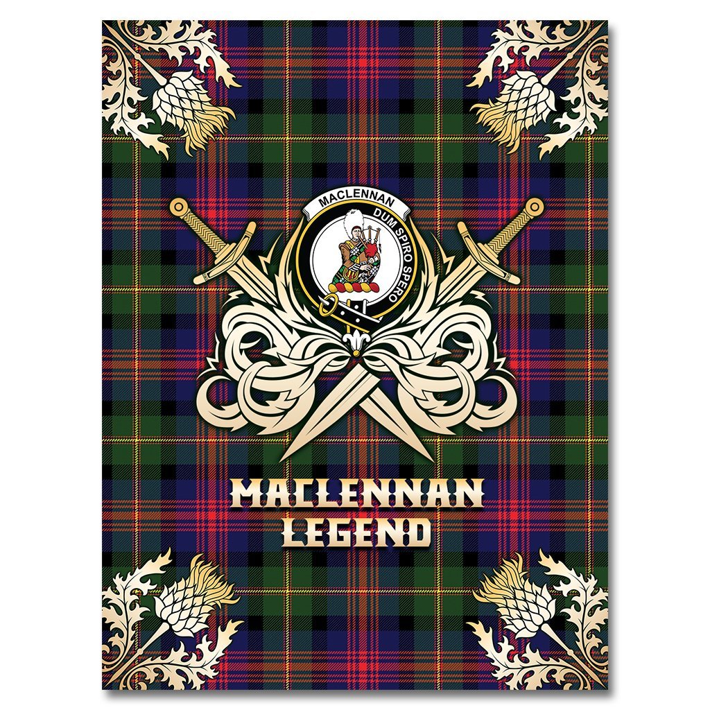 Clan MacLennan Tartan Gold Courage Symbol Blanket FT67 Clan Hall Tartan Today   