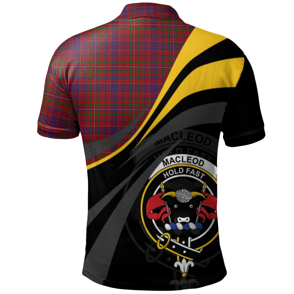 Clan MacLeod Red Tartan Polo Shirt - Royal Coat Of Arms Style WQ23 MacLeod Red Tartan Tartan Polo   