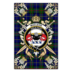 Clan MacLeod of Harris Modern Tartan Crest Black Garden Flag  - Gold Thistle  HA44 Clan Garden Tartan Today   