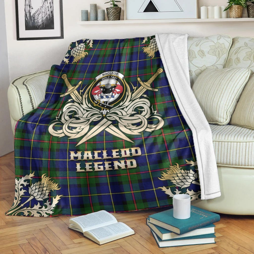 Clan MacLeod of Harris Modern Tartan Gold Courage Symbol Blanket OQ88 Clan Hall Tartan Today   