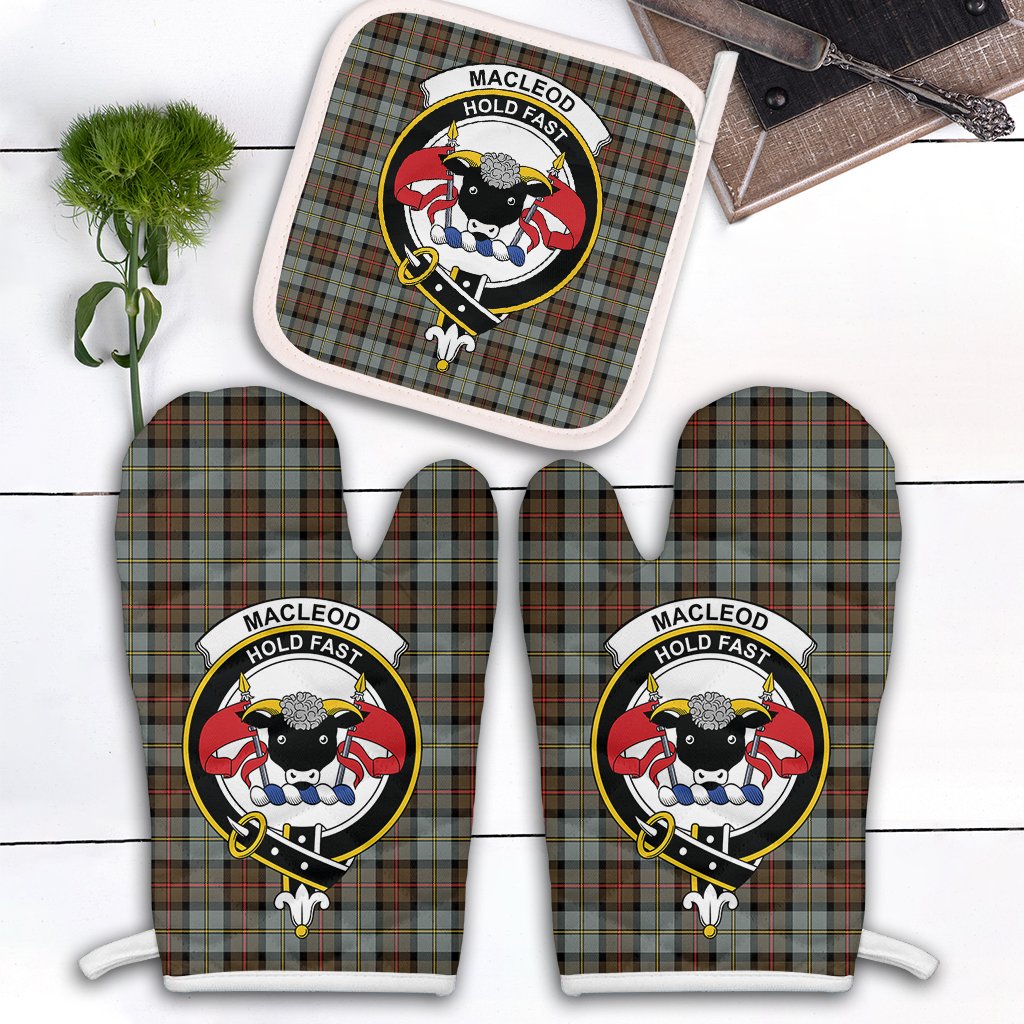 Clan MacLeod Of Harris Weathered Tartan Crest Oven Mitt And Pot Holder (2 Oven Mitts + 1 Pot Holder) AY46 Clan Borthwick Tartan Today   