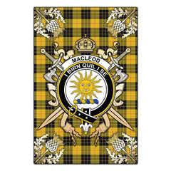 Clan MacLeod of Lewis Ancient Tartan Crest Black Garden Flag  - Gold Thistle  DU68 Clan Garden Tartan Today   