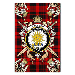 Clan MacLeod of Raasay Tartan Crest Black Garden Flag  - Gold Thistle  JB67 Clan Garden Tartan Today   