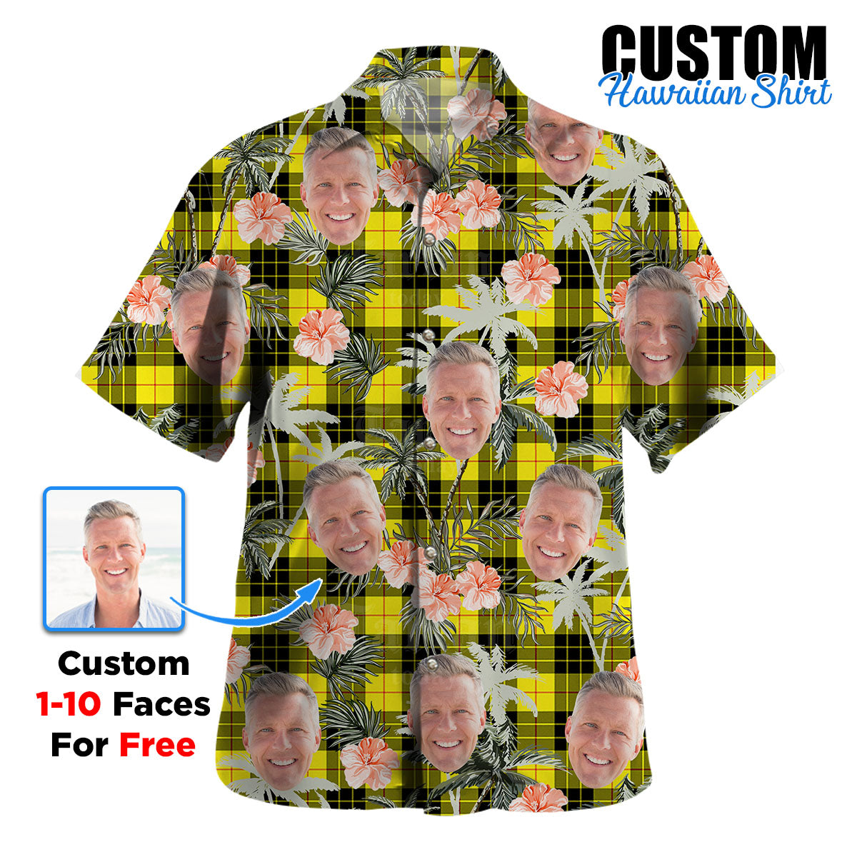 Clan MacLeod of Lewis Modern Tartan Custom Face Hawaiian Shirt – Unisex Gift for Family Members, Summer Party CO43 MacLeod of Lewis Modern Tartan Tartan Hawaii Shirt