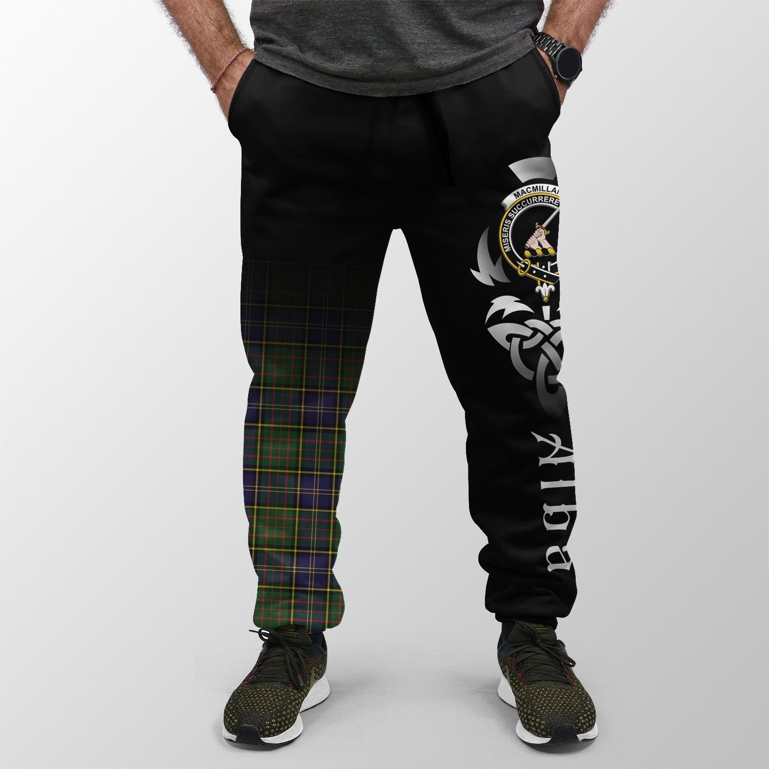 Clan MacMillan Hunting Modern Tartan Crest Jogger Sweatpants  Alba Celtic Style WZ48 Clan MacMillan Tartan Today   